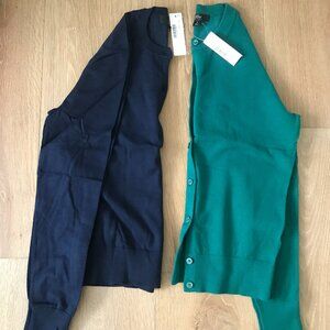 Jcrew Cotton Blend Cardigans One Navy One Green Small NWT